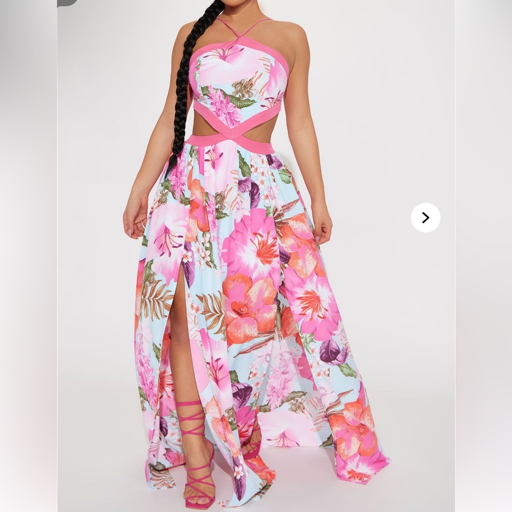 Fashion Nova Pink Floral Maxi Dress